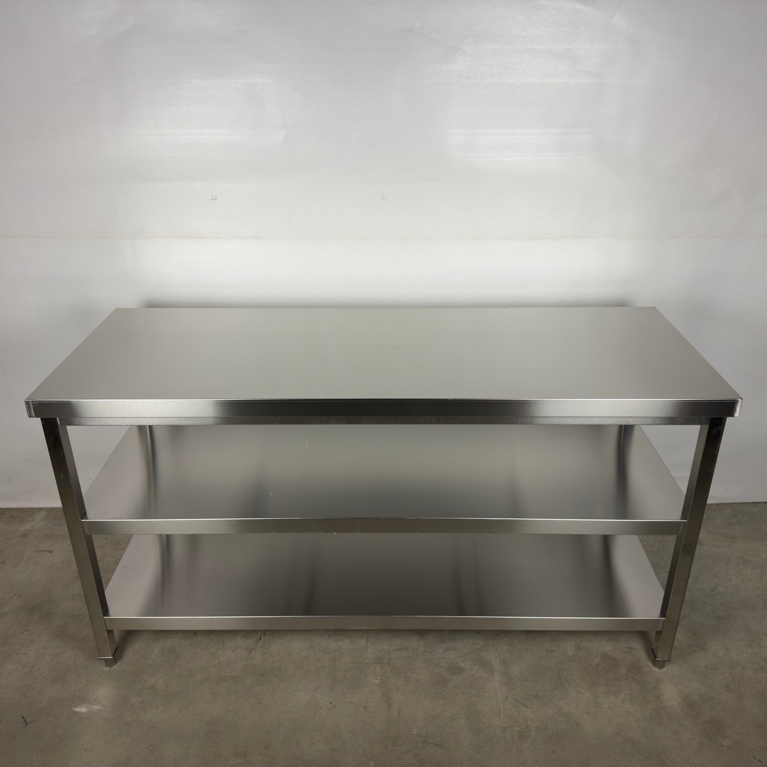 RVS werktafel met dubbel bodemschap - RVS 201 - diverse afmetingen