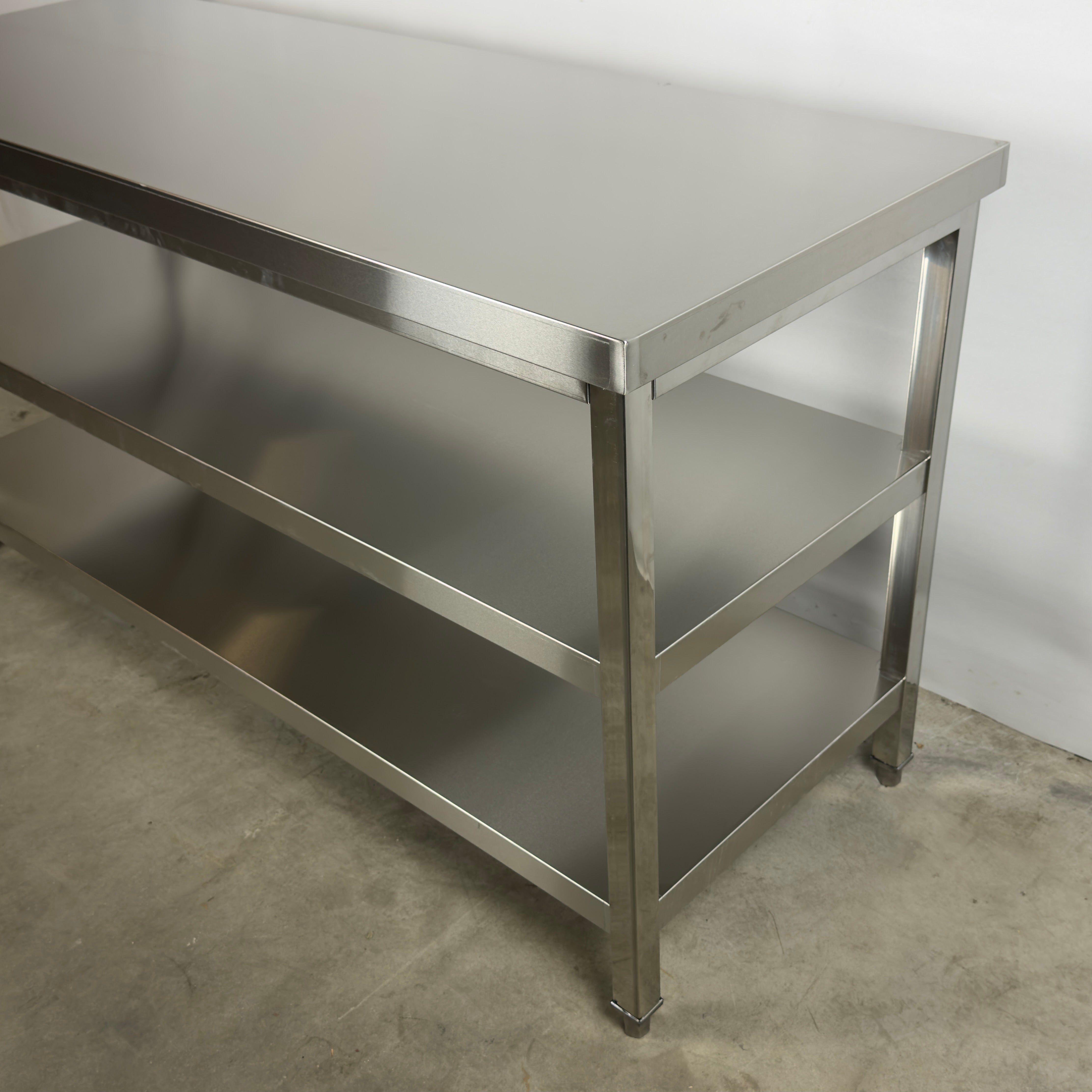RVS werktafel met dubbel bodemschap - RVS 201 - diverse afmetingen